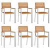 vidaXL Chaise de jardin 6 pc Bois d'acacia massif et acier inoxydable