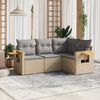 vidaXL Salon de jardin avec coussins 4 pcs beige r&eacute;sine tress&eacute;e
