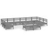 vidaXL Salon de jardin 12 pcs Gris Bois de pin massif