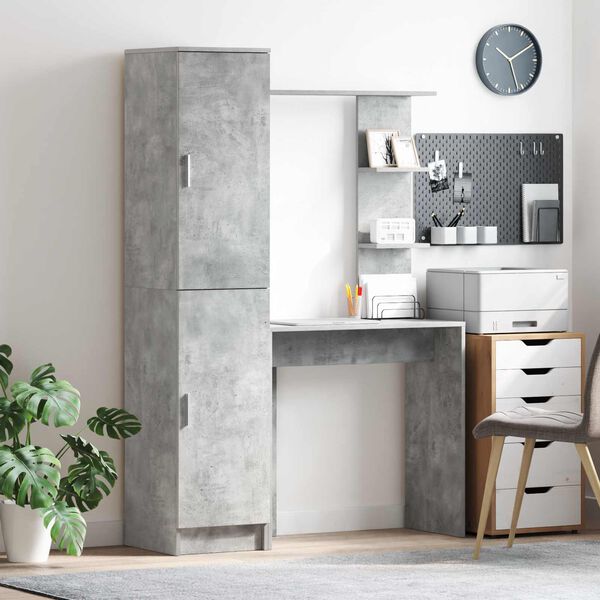 vidaXL Bureau 2 pcs Gris b&eacute;ton