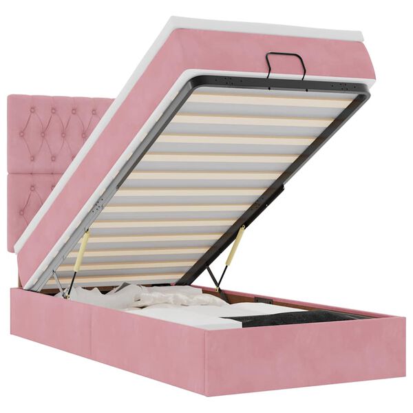 vidaXL Cadre de lit ottoman avec matelas rose 90x190 cm velours