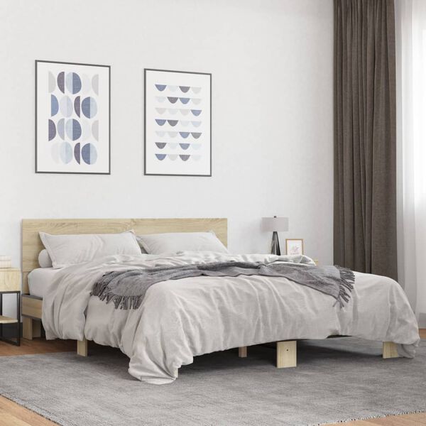 vidaXL Cadre de lit sans matelas ch&ecirc;ne sonoma 160x200 cm