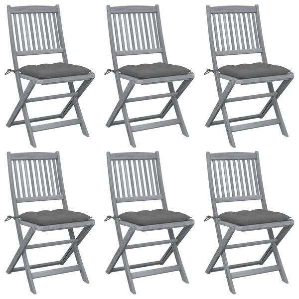vidaXL Chaises pliables d'ext&eacute;rieur lot de 6 et coussins Bois d'acacia
