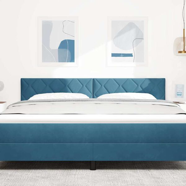 vidaXL T&ecirc;te de lit avec t&ecirc;te de lit Bleu fonc&eacute; 180 cm Velours