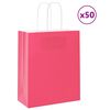 vidaXL Sacs en papier 50 pcs avec poign&eacute;es rose 18x8x22 cm