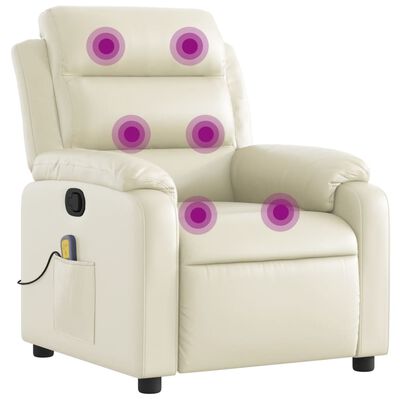 vidaXL Fauteuil inclinable de massage Crème Similicuir