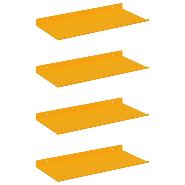 vidaXL &Eacute;tag&egrave;re flottante 4 pcs Jaune moutarde 40 x 18 x 2,5 cm Acier