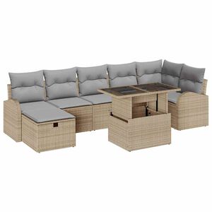 vidaXL Ensemble de canap&eacute; de jardin 8 pcs Beige Poly rotin