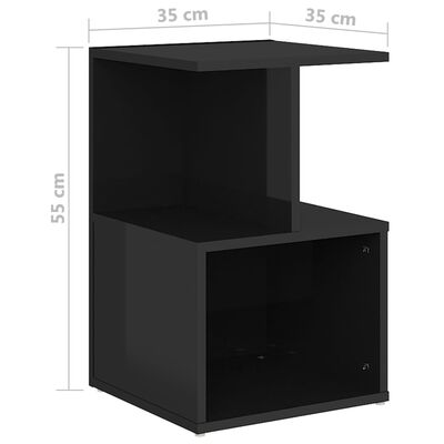 vidaXL Table de chevet Noir brillant 35x35x55 cm Aggloméré