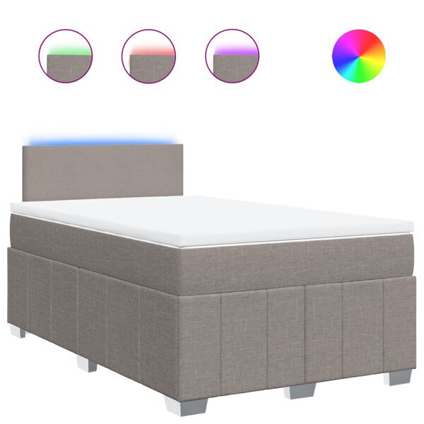 vidaXL Sommier &agrave; lattes de lit avec matelas Taupe 120x200 cm Tissu