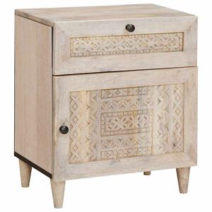 vidaXL Table de chevet Blanc 50 x 33 x 60 cm Bois d'ing&eacute;nierie