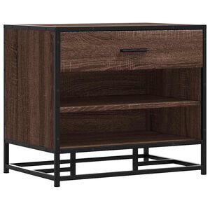 vidaXL Banc &agrave; chaussures ch&ecirc;ne marron bois d'ing&eacute;nierie et m&eacute;tal