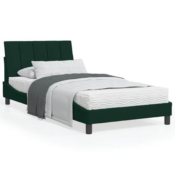 vidaXL Lit avec matelas Hanko vert fonc&eacute; 100x200 cm velours