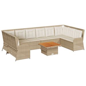vidaXL Salon de jardin avec coussins 7 pcs beige r&eacute;sine tress&eacute;e