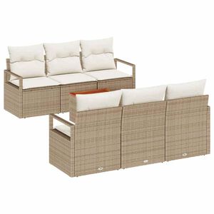 vidaXL Ensemble de canap&eacute; de jardin 7 pcs Beige et blanc