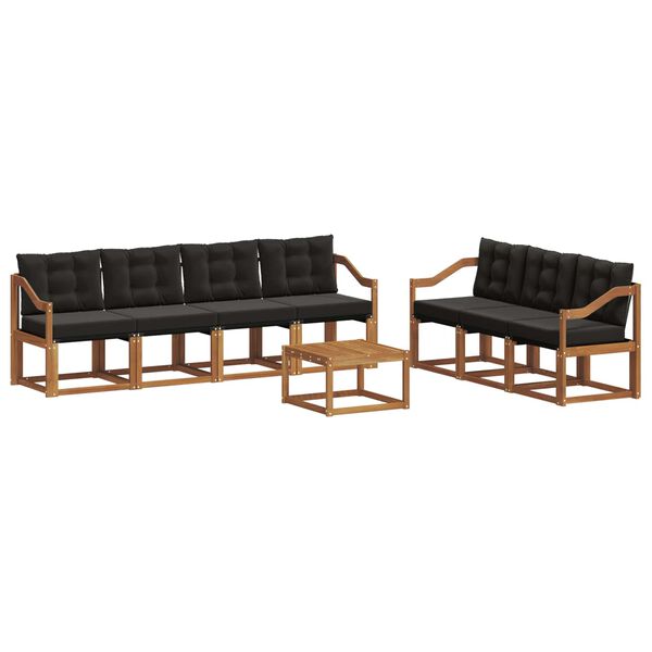 vidaXL Ensemble de canap&eacute;s d'ext&eacute;rieur 8 pcs Naturel et Noir