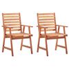 vidaXL Chaises &agrave; manger d'ext&eacute;rieur lot de 2 et coussins Acacia massif