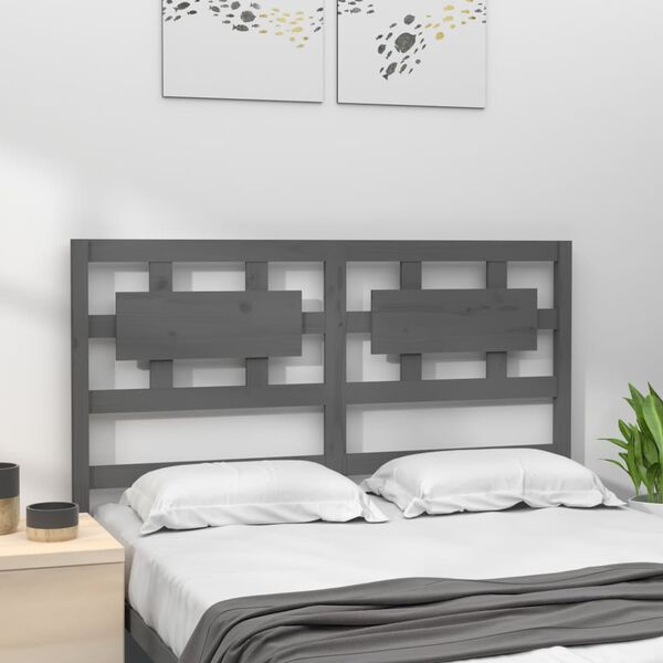 vidaXL T&ecirc;te de lit Gris 185,5x4x100 cm Bois massif de pin