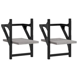 vidaXL &Eacute;tag&egrave;res murales avec barres 2 pcs sonoma gris 20x25x30 cm