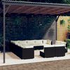 vidaXL Salon de jardin 13 pcs avec coussins Noir R&eacute;sine tress&eacute;e