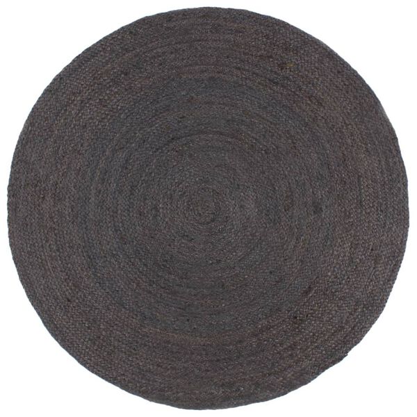 vidaXL Tapis fait à la main Jute Rond 240 cm Gris foncé