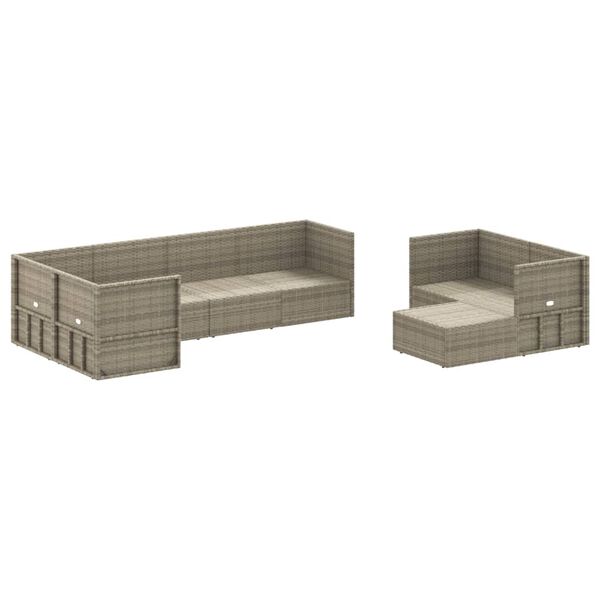 vidaXL Salon de jardin 8 pcs avec coussins Gris R&eacute;sine tress&eacute;e