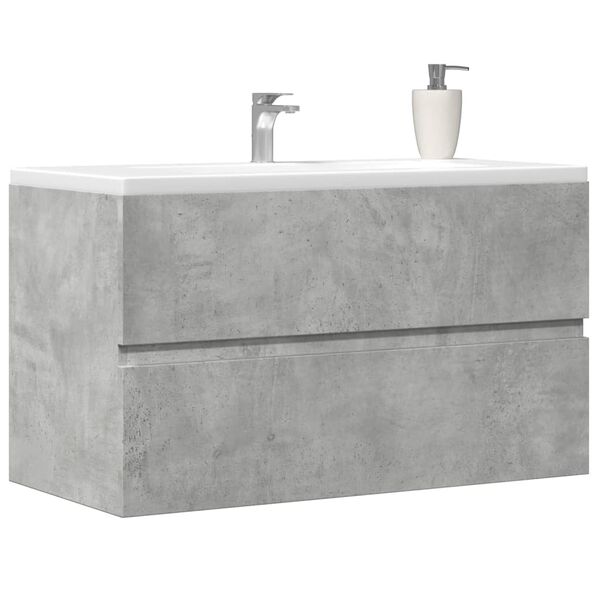 vidaXL Armoire d'&eacute;vier Gris b&eacute;ton 90x38,5x45 cm Agglom&eacute;r&eacute;