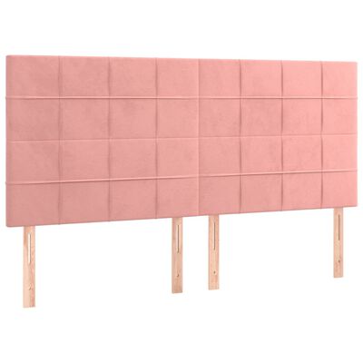 vidaXL Sommier à lattes de lit avec matelas Rose 160x200 cm Velours