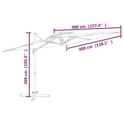vidaXL Parasol cantilever à double toit Terre cuite 400x300 cm