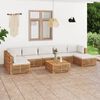 vidaXL Salon de jardin 8 pcs avec coussin cr&egrave;me Bois de teck solide