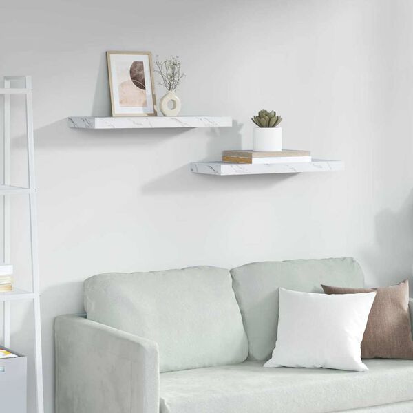 vidaXL &Eacute;tag&egrave;re Murale 2 pcs Marbre blanc 60 x 23,5 x 4 cm