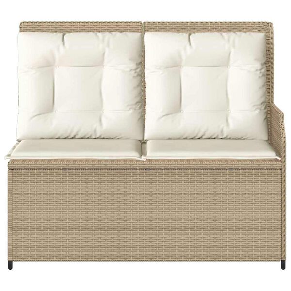 vidaXL Banc de jardin avec coussin Beige Poly rotin