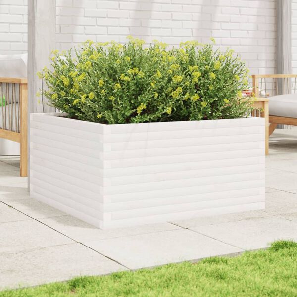 vidaXL Jardini&egrave;re blanc 90x90x46 cm bois de pin massif