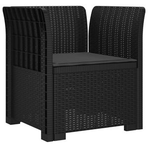 vidaXL Fauteuil 1 place avec coussin look rotin PP Anthracite
