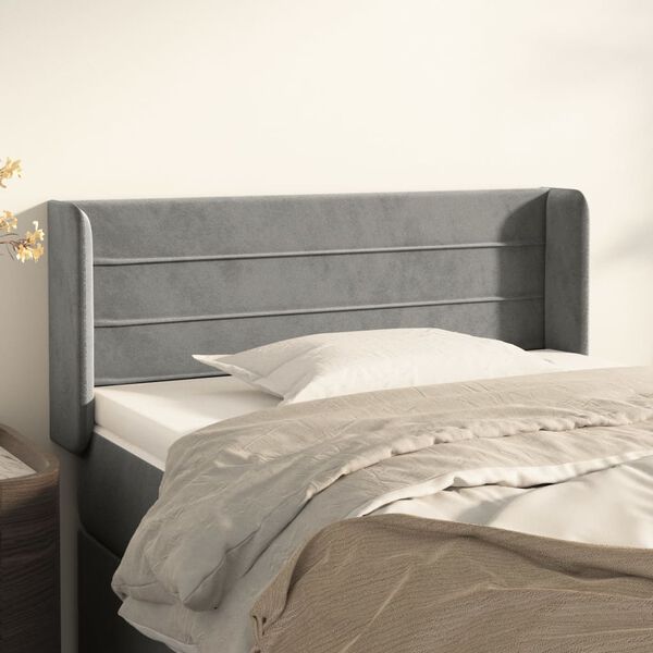 vidaXL T&ecirc;te de lit avec oreilles Gris clair 83x16x78/88 cm Velours