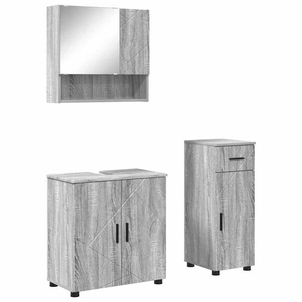 vidaXL Ensemble de mobilier de salle de bain 3 pcs Gris Sonoma