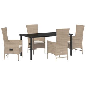 vidaXL Ensemble de salle &agrave; manger pour jardin 5 pcs Beige polyrotin