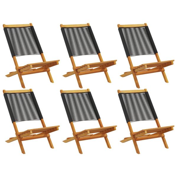 vidaXL Chaises de jardin pliantes lot de 6 noir bois d'acacia massif
