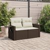 vidaXL Canap&eacute; de jardin avec coussins 2 places marron r&eacute;sine tress&eacute;e