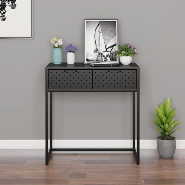 vidaXL Table console Anthracite 72x35x75 cm Acier