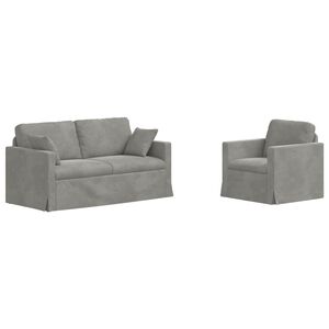 vidaXL Ensemble de Canap&eacute;s 2 pc Gris clair Velours