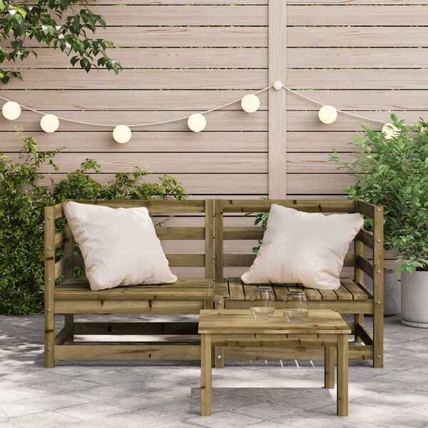 vidaXL Canap&eacute;s d'angle de jardin 2 pcs 70x70x67cm bois de pin impr&eacute;gn&eacute;