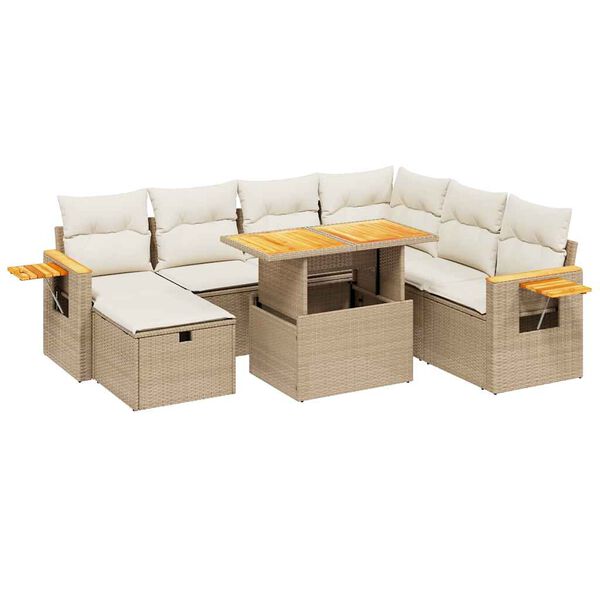 vidaXL Salon de jardin avec coussins 8 pcs beige r&eacute;sine tress&eacute;e