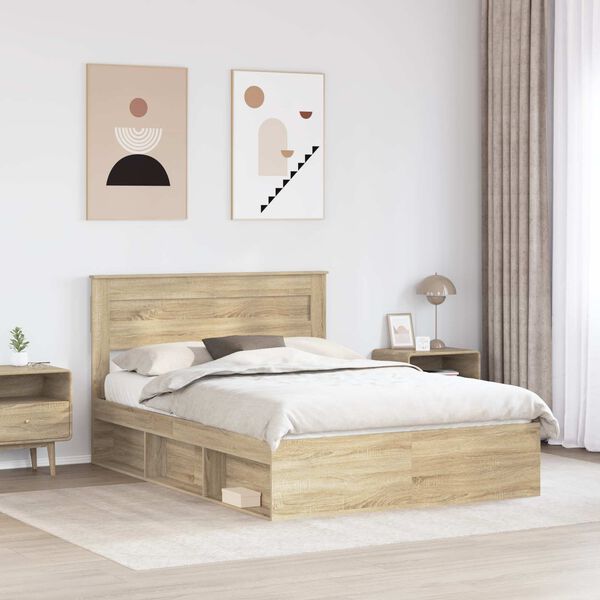 vidaXL Cadre de lit Sonoma 140 x 200 cm Bois de pin massif