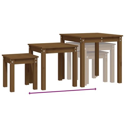 vidaXL Tables gigognes 3 pcs Marron miel Bois de pin massif