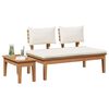 vidaXL Banc de jardin 2 pcs Cr&egrave;me et marron Bois de teck massif