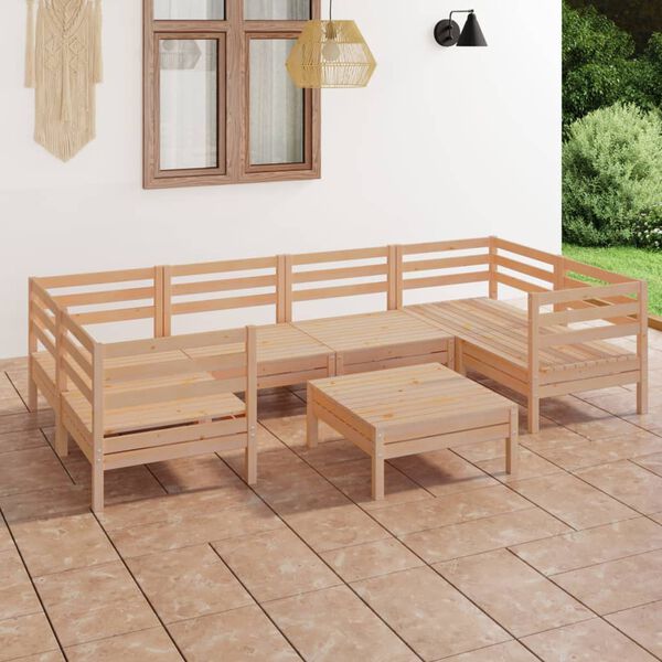 vidaXL Salon de jardin 7 pcs Bois de pin massif