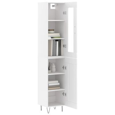 vidaXL Buffet haut Blanc 34,5x34x180 cm Bois d'ingénierie