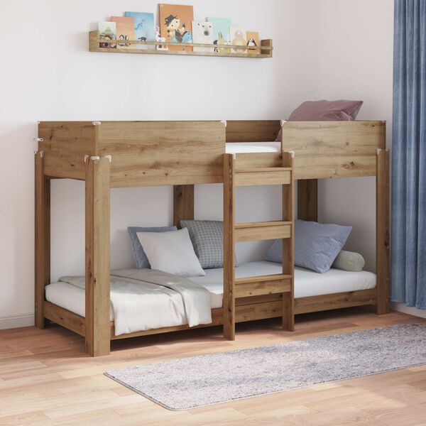 vidaXL Lit Superpos&eacute; pour Enfants Ch&ecirc;ne artisanal 75 x 190 cm
