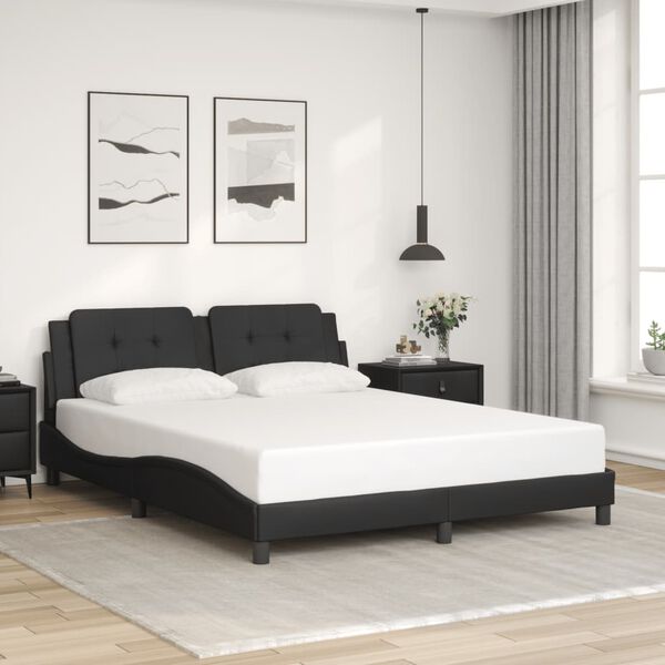 vidaXL Cadre de lit avec LED sans matelas Zadar noir 160x200 cm